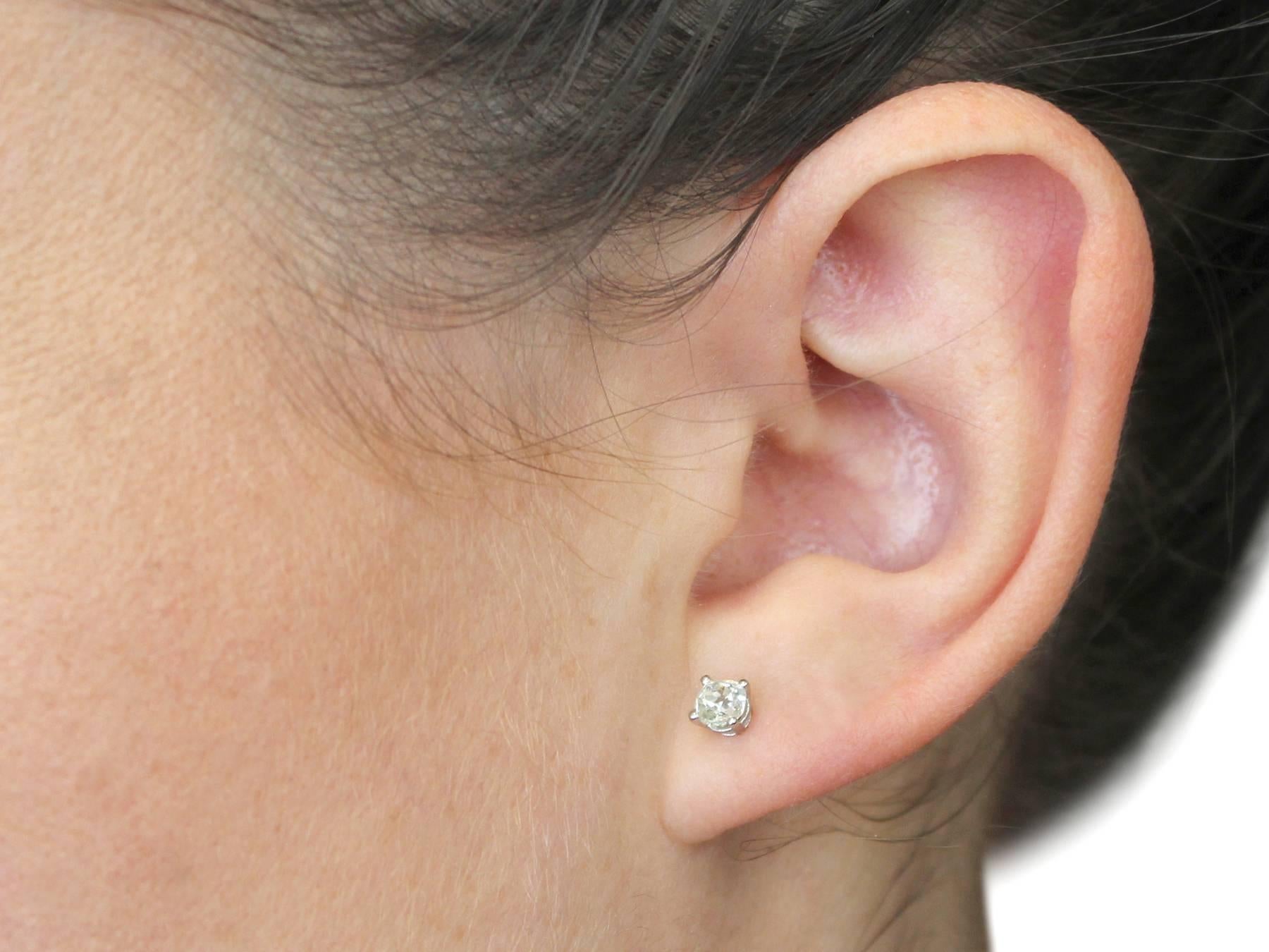 0.56 Carat Diamond and Platinum Stud Earrings 3