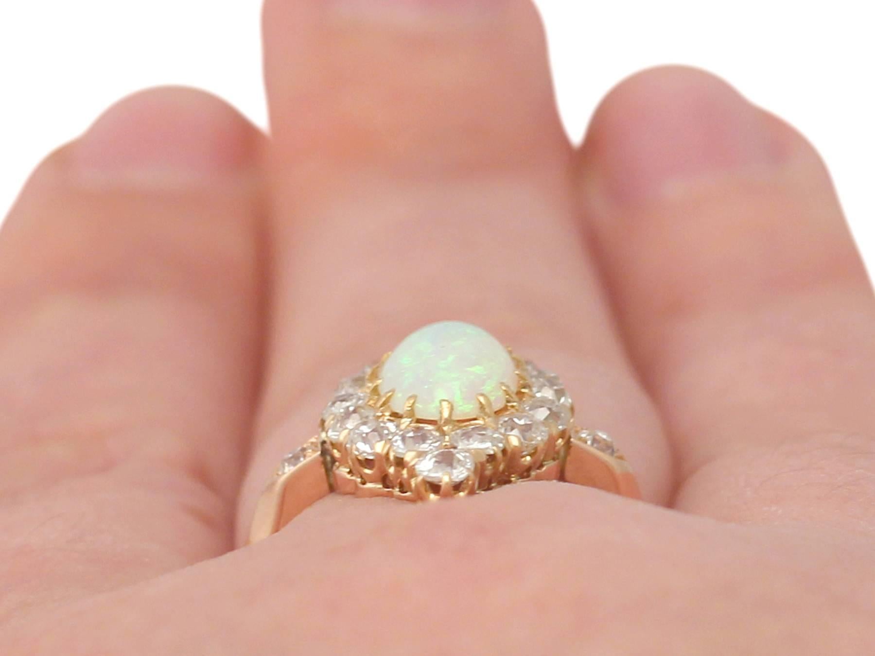 1900s 1.06 Carat Opal and Diamond Rose Gold Cluster Ring 5