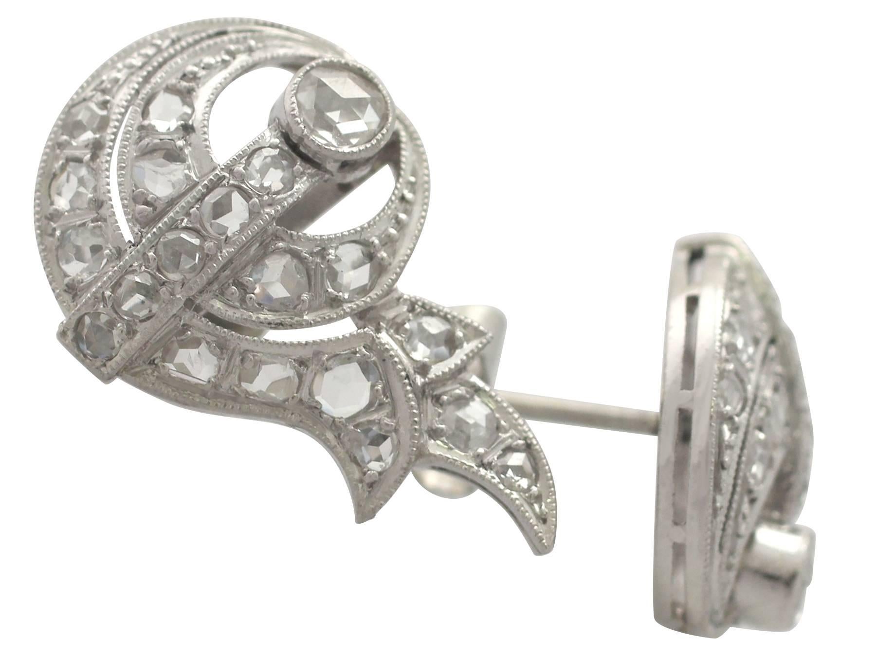 1930s 1.46 Carat Diamond and Platinum Cluster Earrings 1