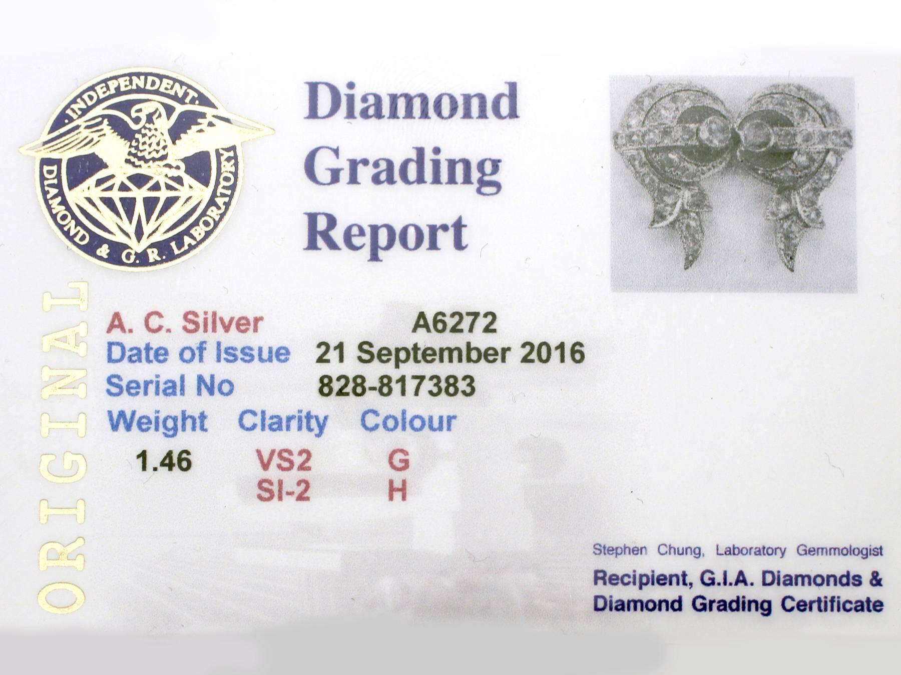 1930s 1.46 Carat Diamond and Platinum Cluster Earrings 3