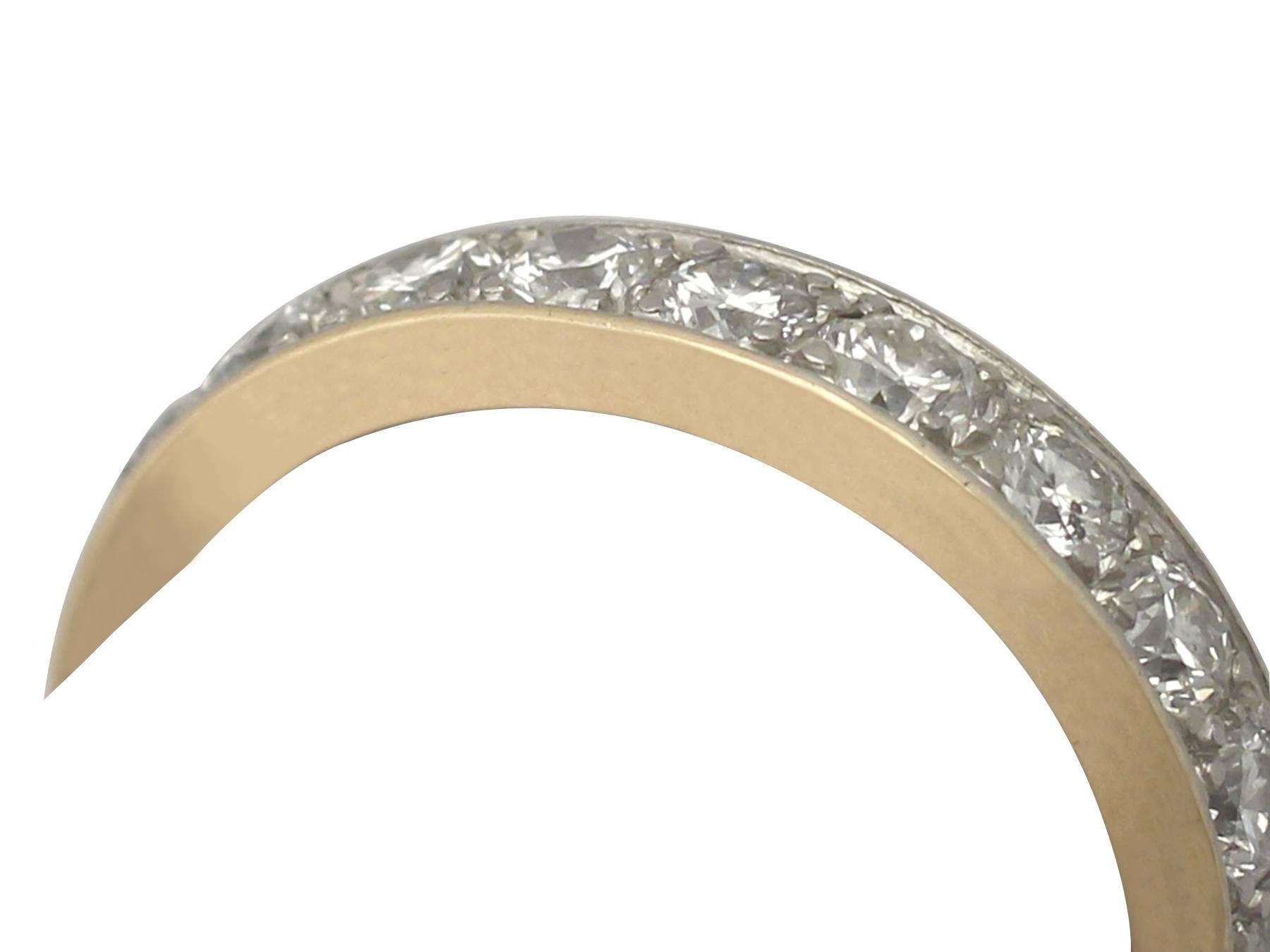 Round Cut 1950s 1.20 Carat Diamond and 18k Yellow Gold Full Eternity Ring- Size 6 3/4