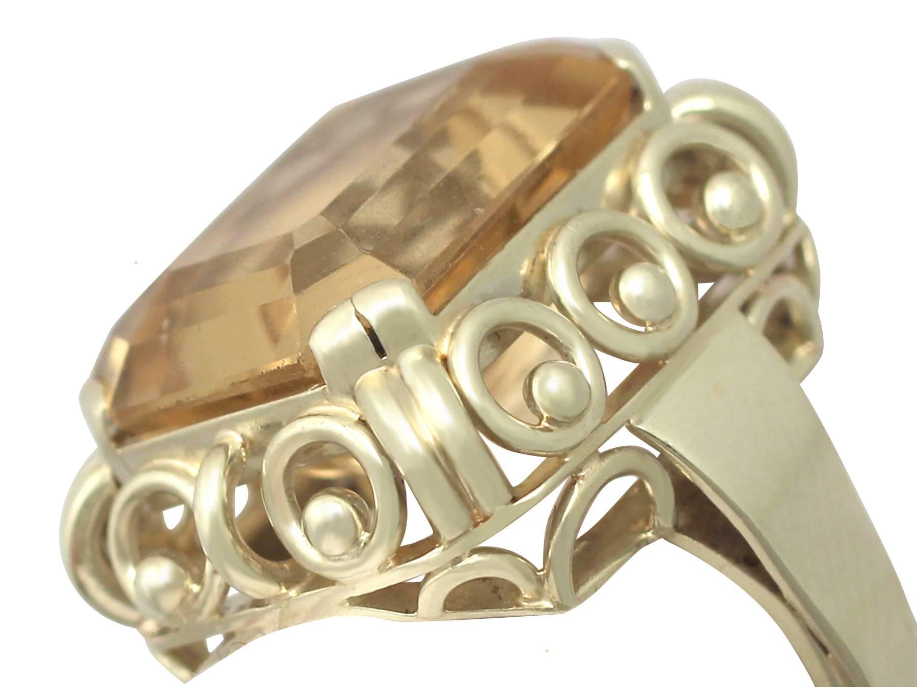 Women's 1930s 14.18 Carat Citrine and Yellow Gold Cocktail Ring