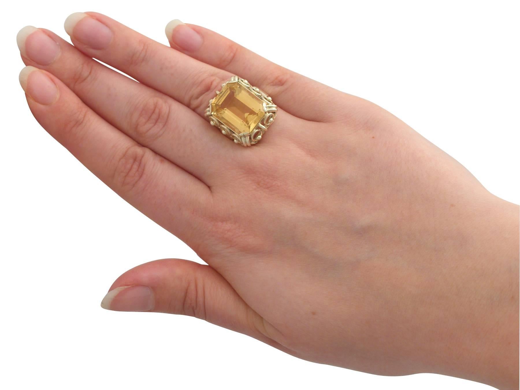 1930s 14.18 Carat Citrine and Yellow Gold Cocktail Ring 2
