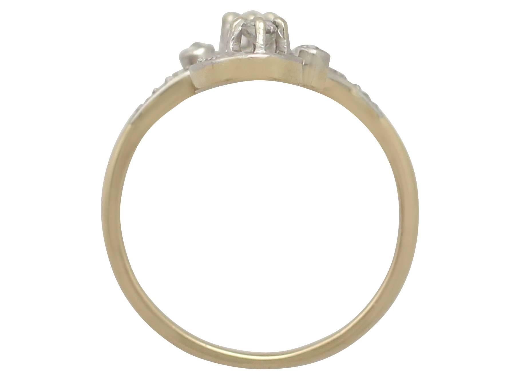 1920s French 0.43 Carat Diamond and Yellow Gold Twist Ring 1