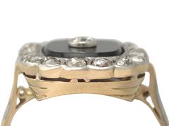 1920s Art Deco Black Onyx and Diamond Yellow Gold Cocktail Ring