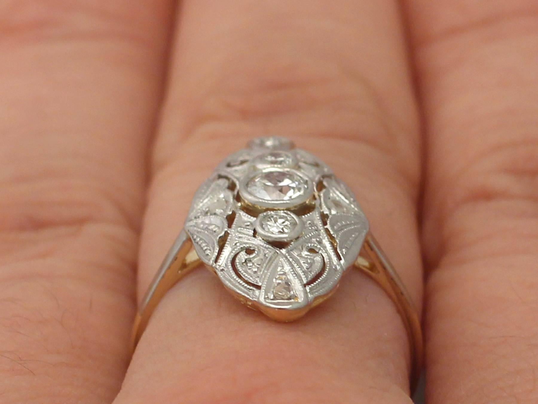 1920s Art Deco Diamond and White Gold and Yellow Gold Cocktail Ring 1