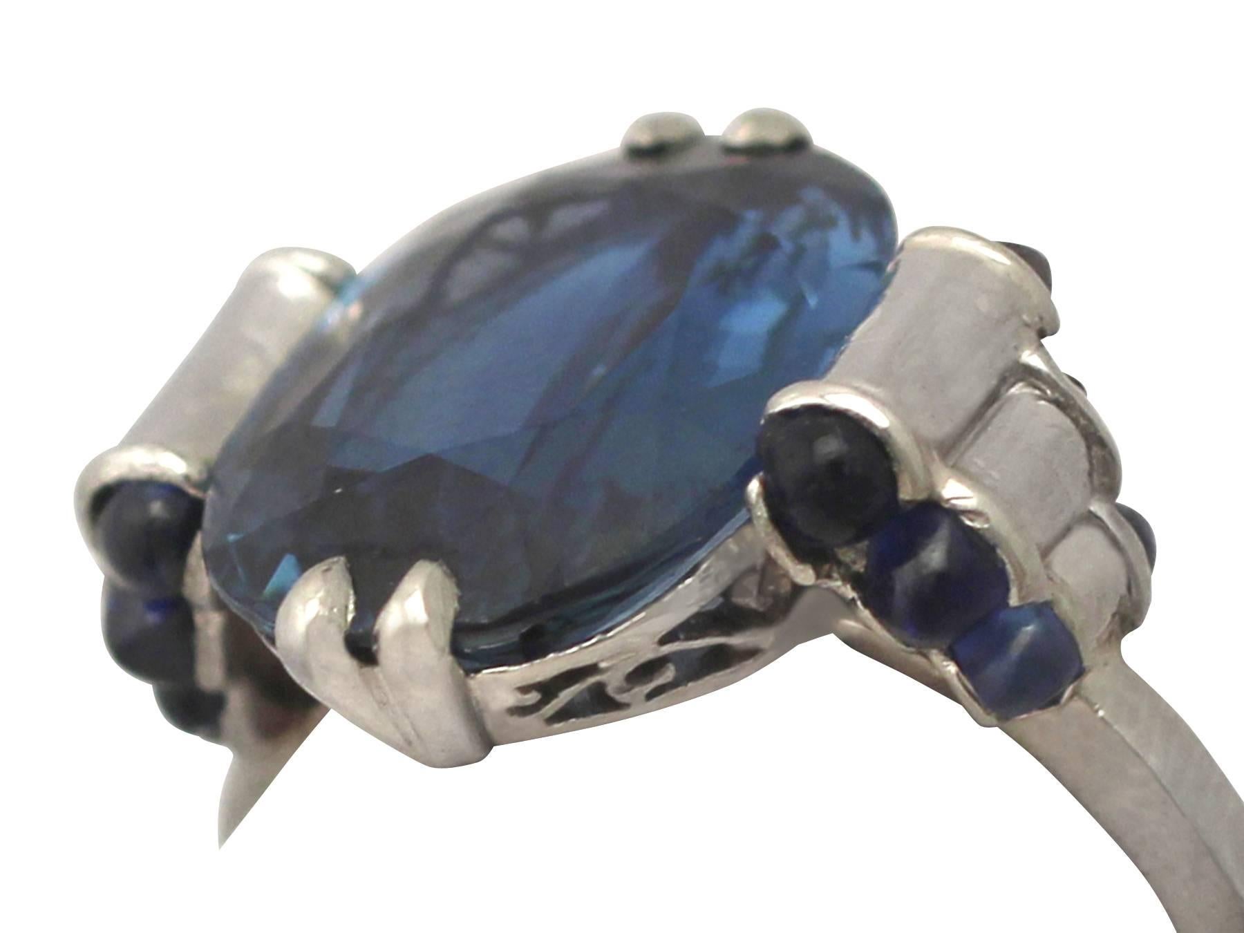 Antique French 1930s 5.22 Carat Sapphire and Platinum Dress Ring, Art Deco In Excellent Condition In Jesmond, Newcastle Upon Tyne