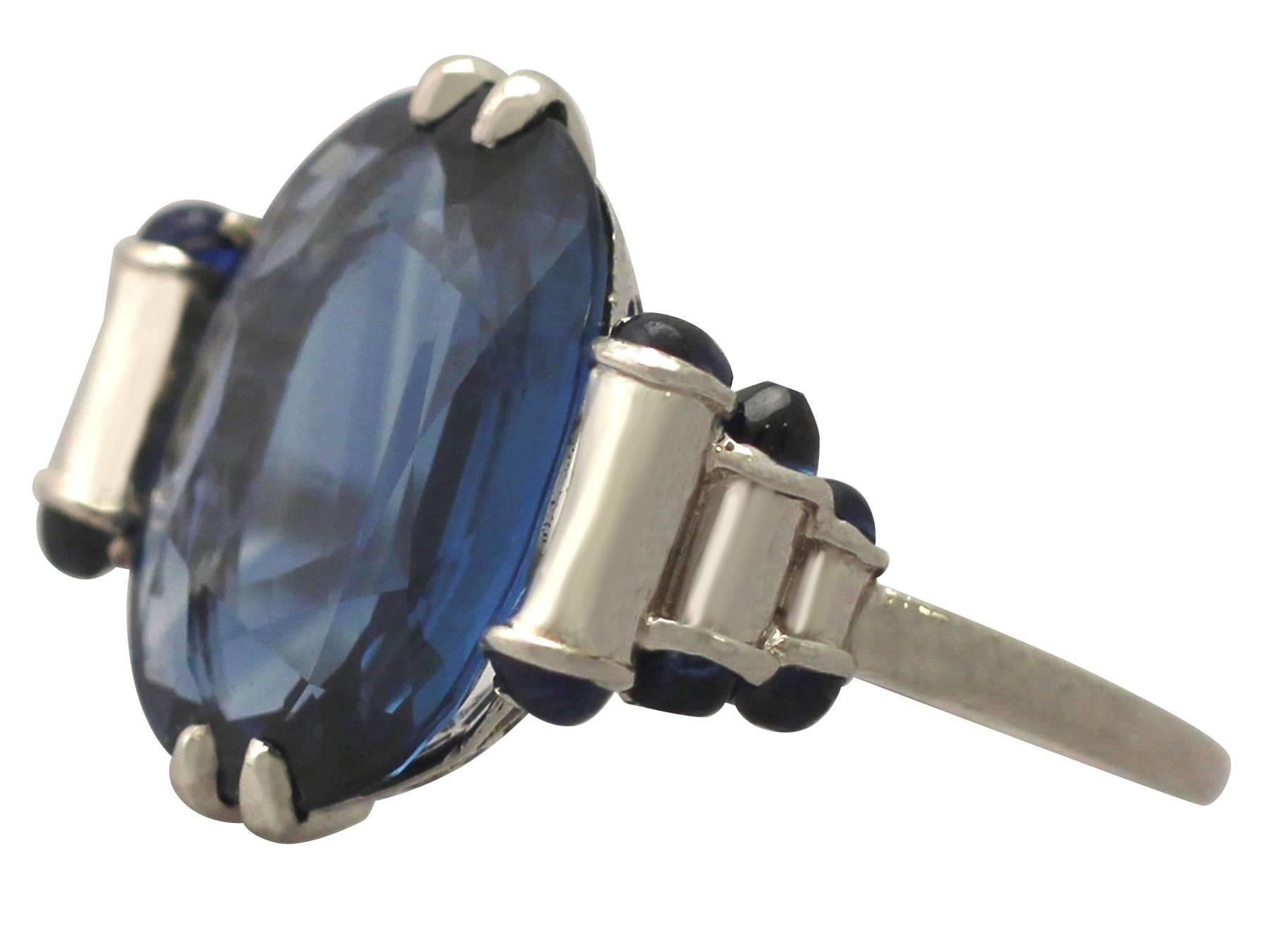 Women's Antique French 1930s 5.22 Carat Sapphire and Platinum Dress Ring, Art Deco