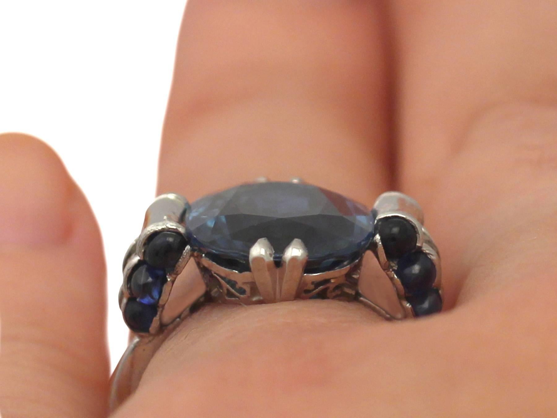 Antique French 1930s 5.22 Carat Sapphire and Platinum Dress Ring, Art Deco 4