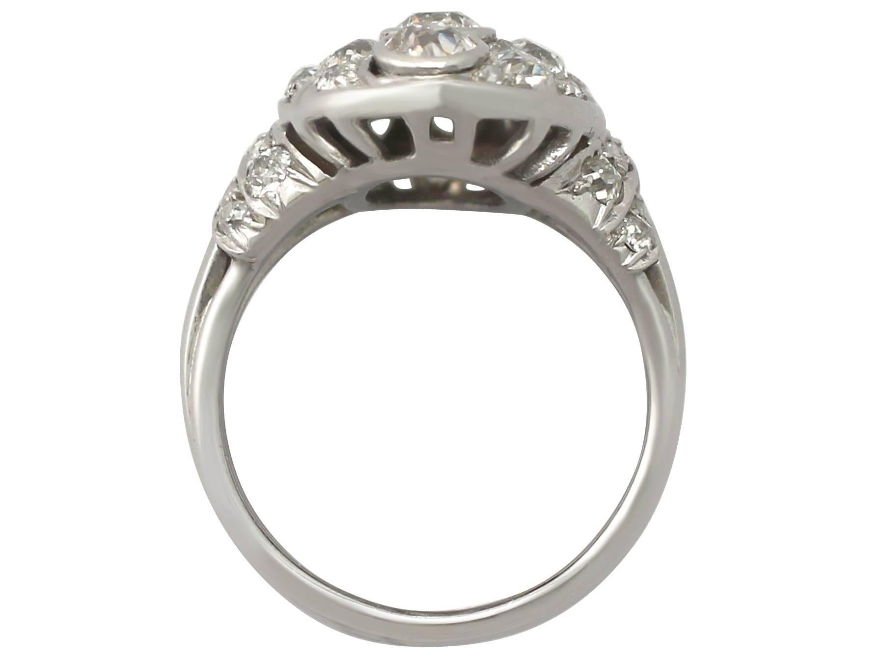 1940er Jahre Deutscher 2::63 Karat Diamant und Weißgold Cocktail Ring Damen