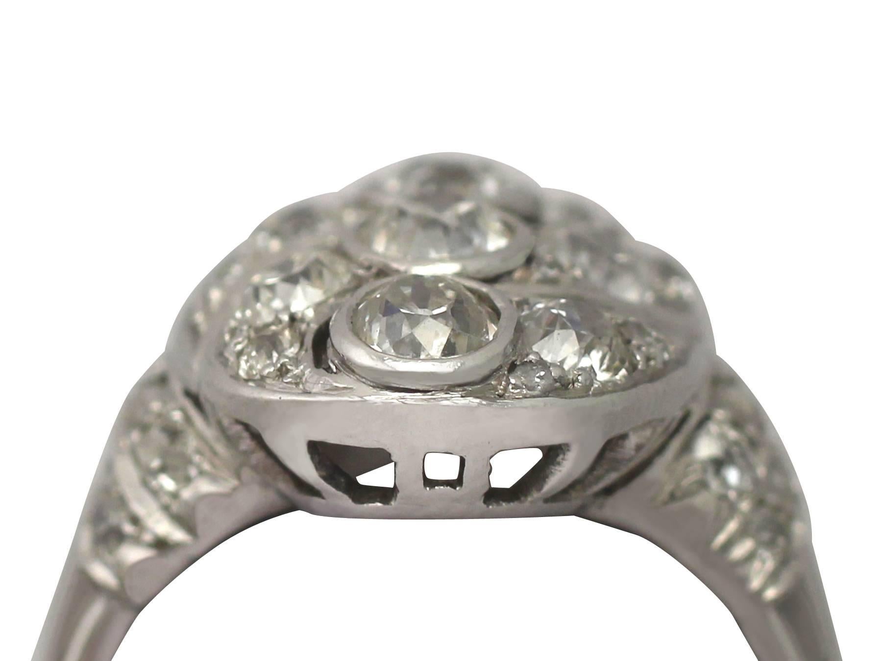A stunning, fine and impressive vintage German 2.63 carat diamond and 14 karat white gold cocktail ring; part of our diverse vintage jewelry and estate jewelry collections

This stunning, fine and impressive large diamond cocktail ring has been