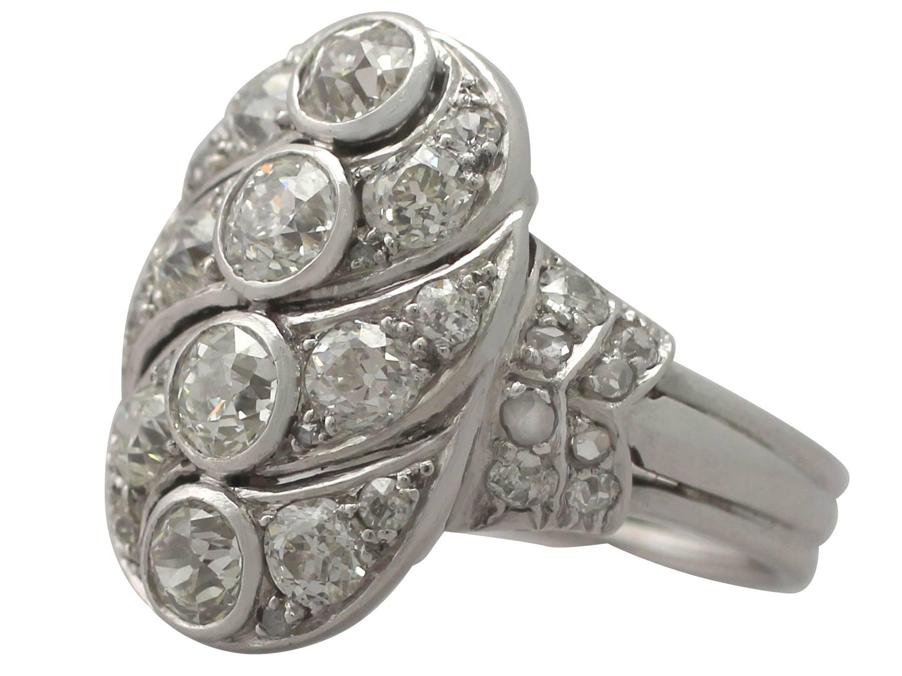 1940er Jahre Deutscher 2::63 Karat Diamant und Weißgold Cocktail Ring im Zustand „Hervorragend“ in Jesmond, Newcastle Upon Tyne