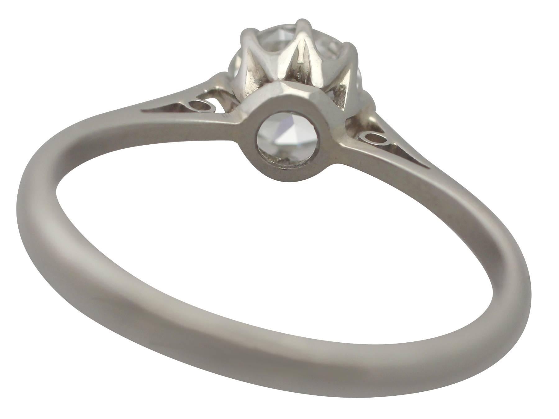 1950s 0.70 Carat Diamond and Platinum Solitaire Ring  1