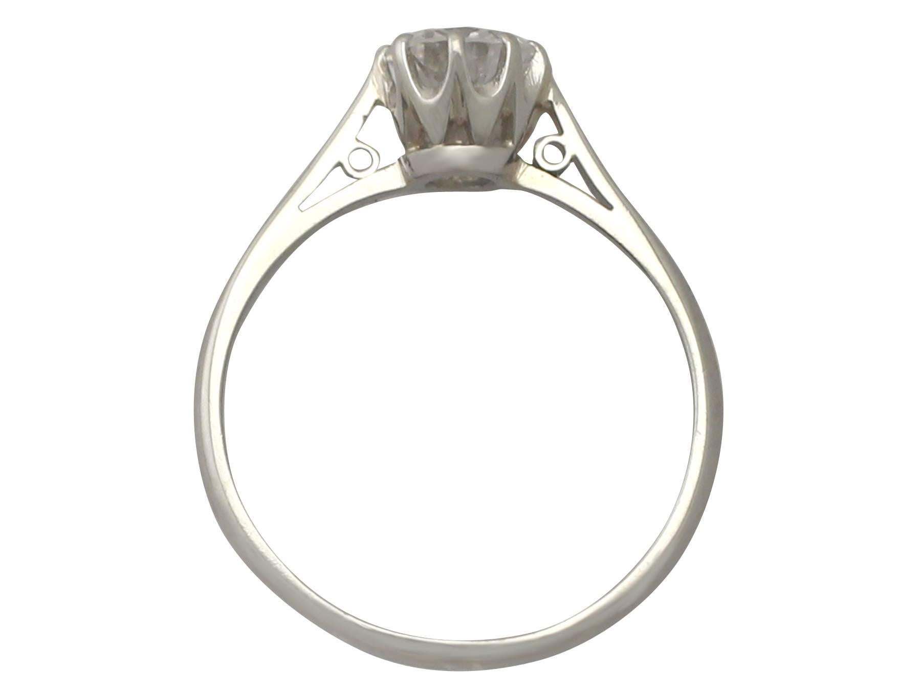 1950s 0.70 Carat Diamond and Platinum Solitaire Ring  2