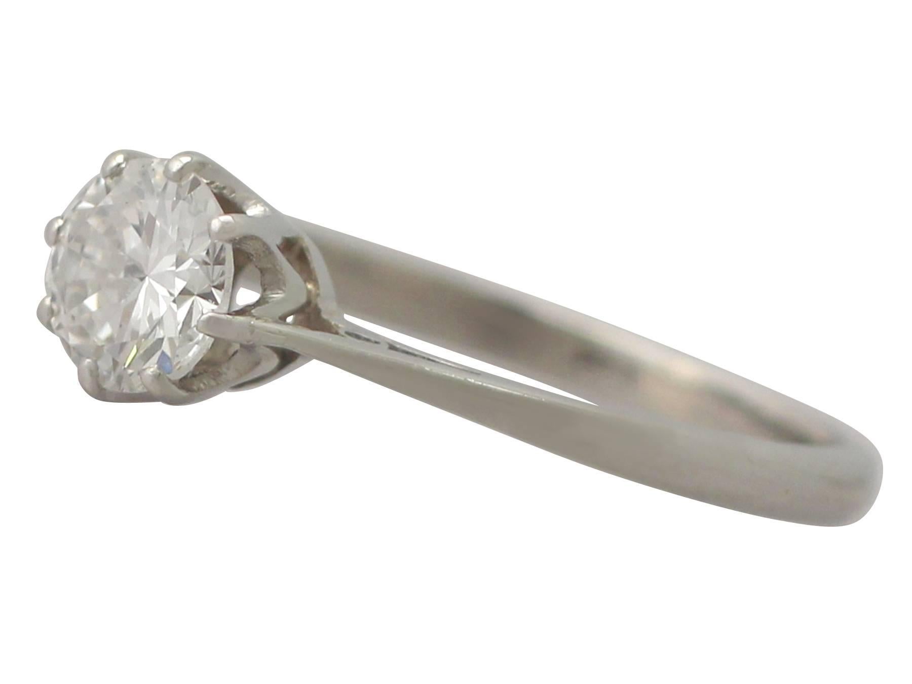 Women's 1950s 0.70 Carat Diamond and Platinum Solitaire Ring 