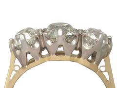 Antique 1920s 2.10 Carat Diamond and 18 k Yellow Gold Trilogy Ring