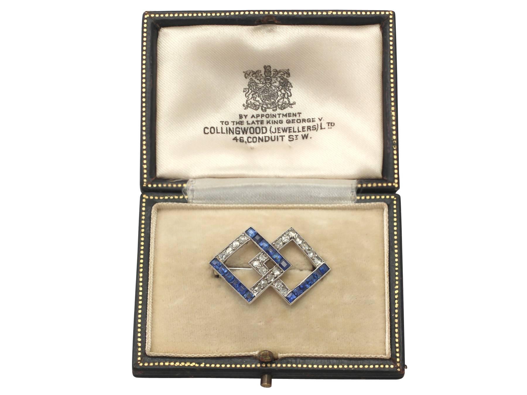 1940s 1.04 Carat Sapphire and 0.63 Carat Diamond, 9 Karat White Gold Brooch 2