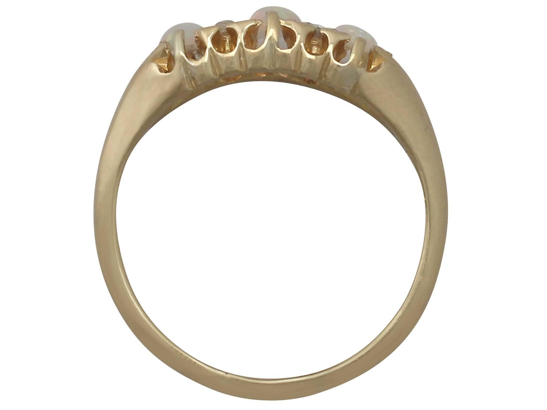 Women's Antique 1909 0.52 Carat Opal and 0.08 Carat Diamond, 18 k Yellow gold Dress Ring