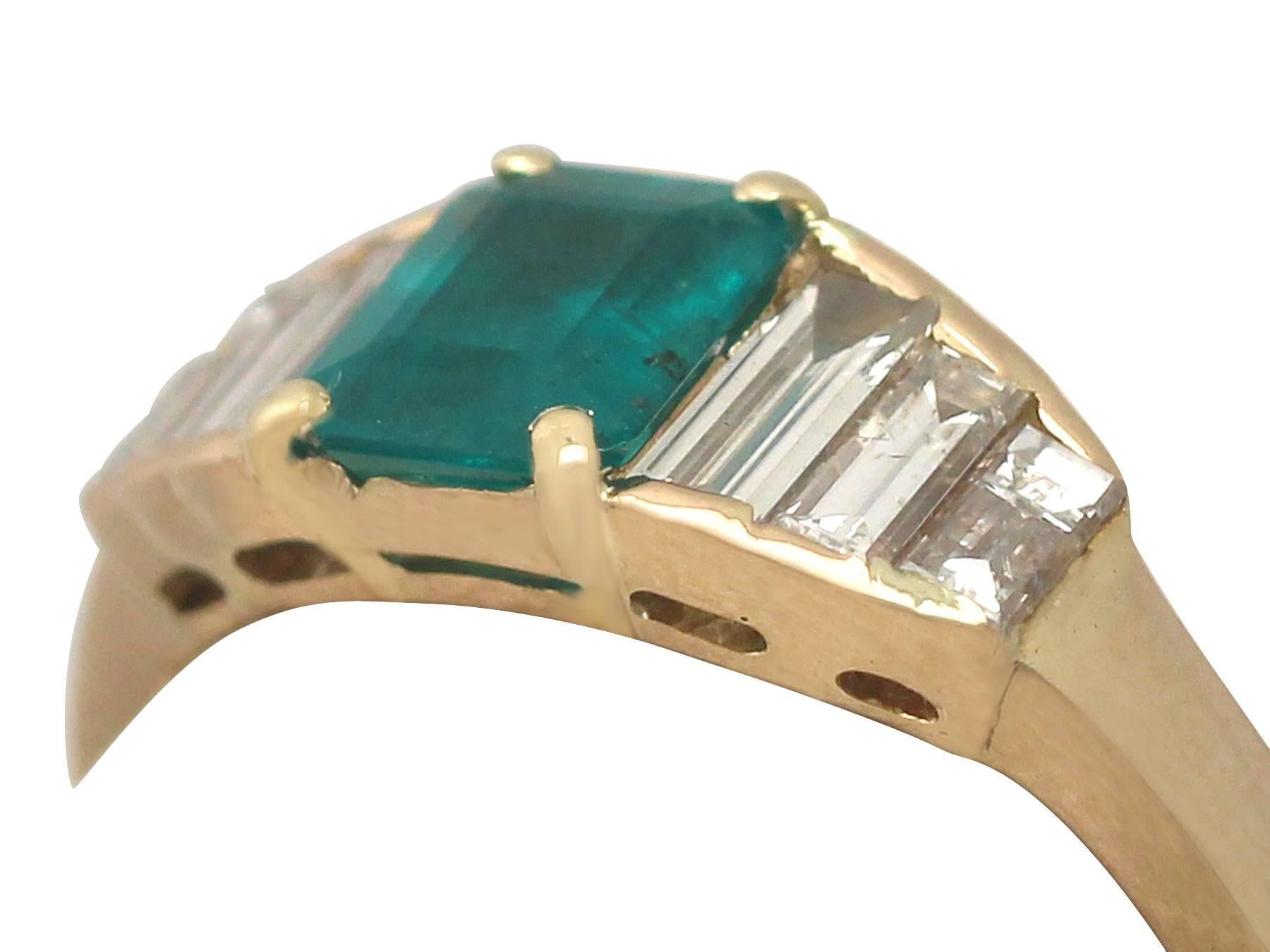 1999 Emerald and Diamond Yellow Gold Cocktail Ring In Excellent Condition In Jesmond, Newcastle Upon Tyne