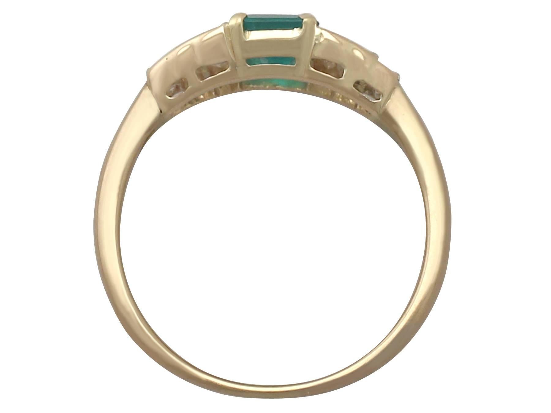 1999 Emerald and Diamond Yellow Gold Cocktail Ring 1