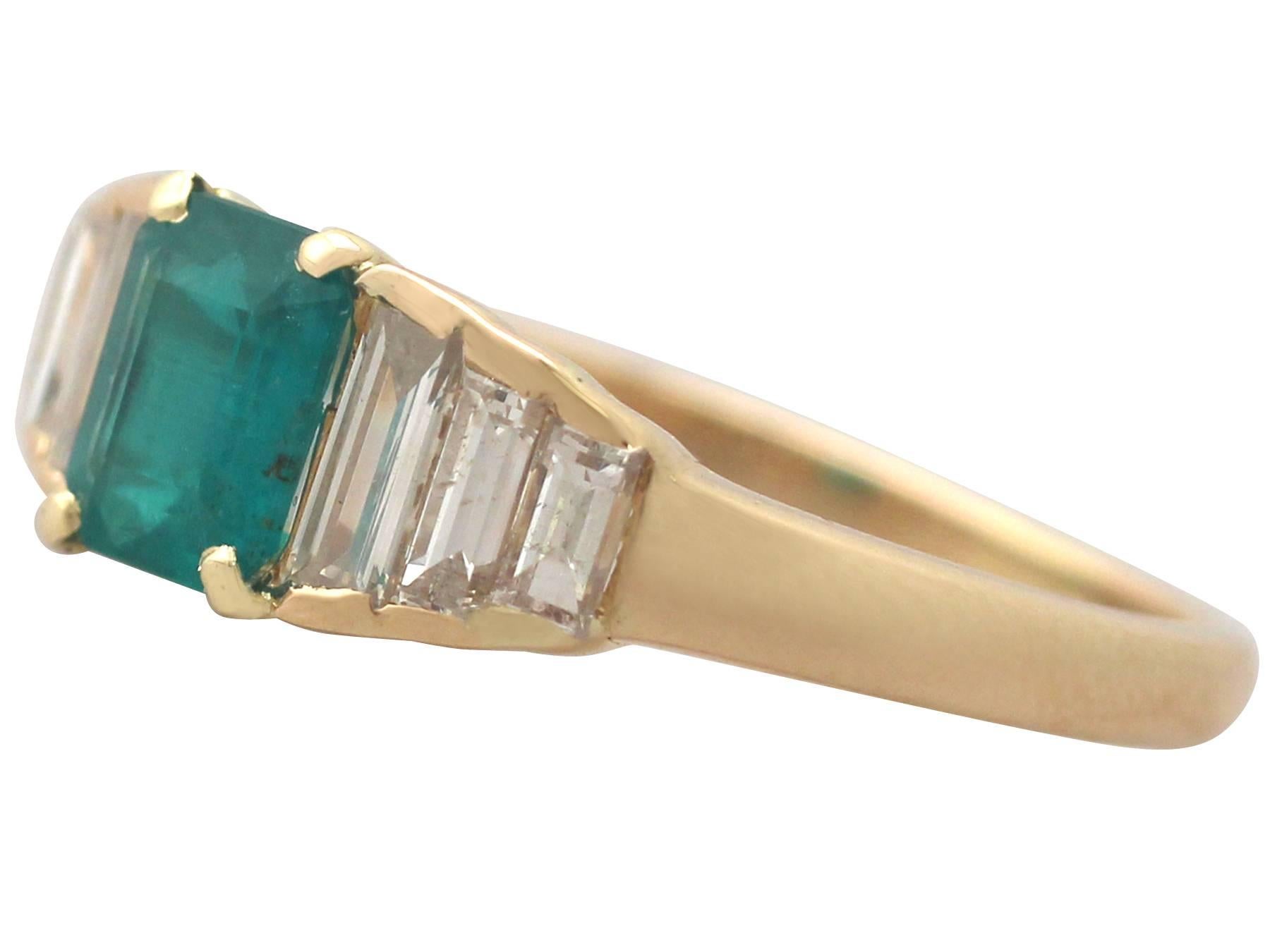 Women's 1999 Emerald and Diamond Yellow Gold Cocktail Ring