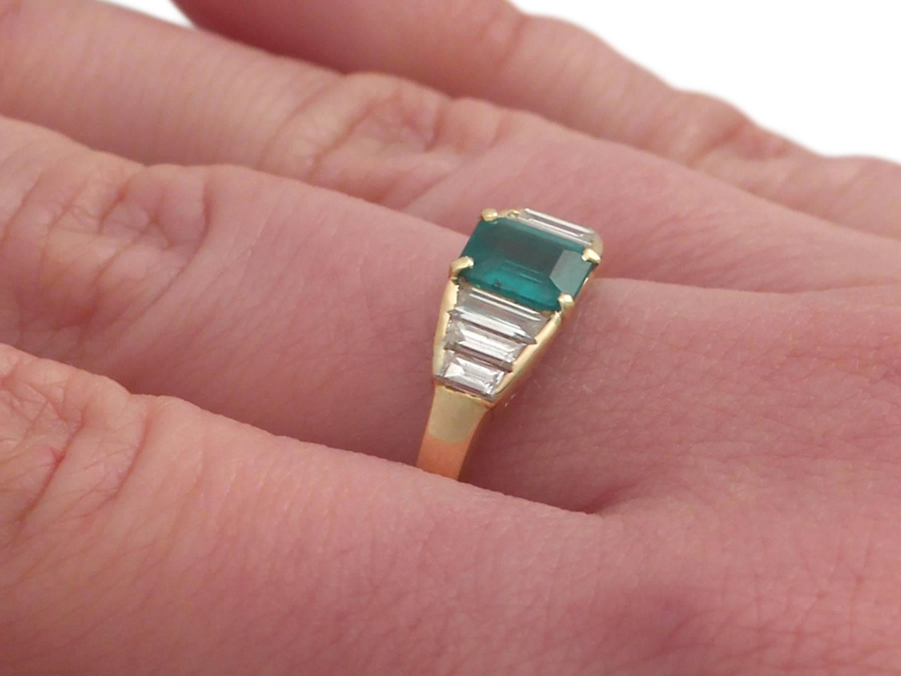 1999 Emerald and Diamond Yellow Gold Cocktail Ring 4