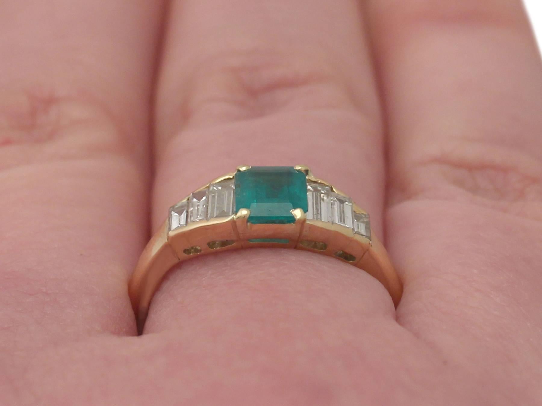 1999 Emerald and Diamond Yellow Gold Cocktail Ring 5