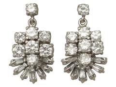 1.28 Carat Diamond and White Gold Drop Earrings 1960s 11