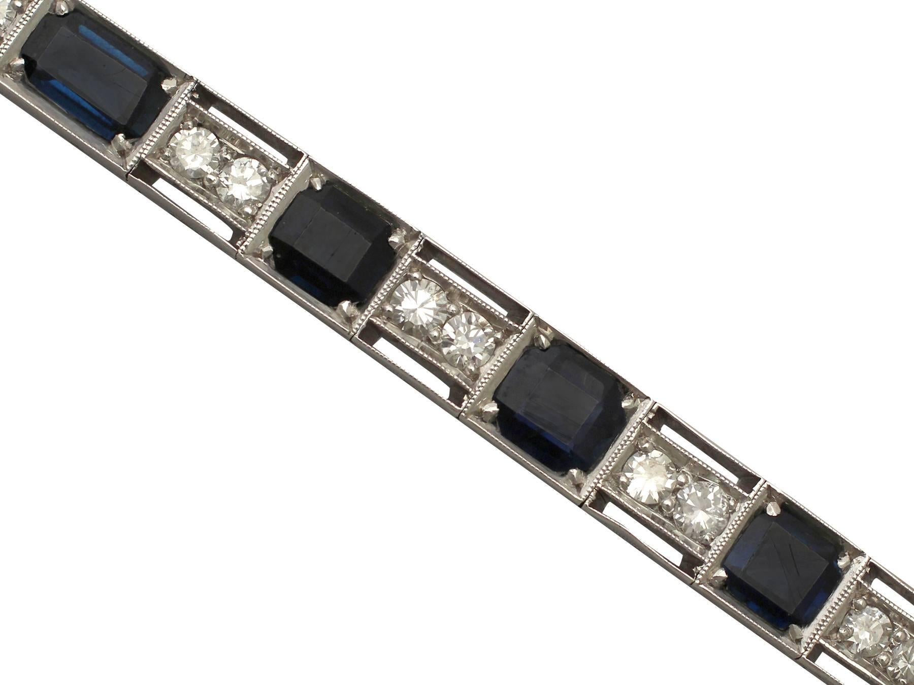 Women's 1910s Art Deco 9.85 Carat Sapphire and 2.48 Carat Diamond Bracelet 