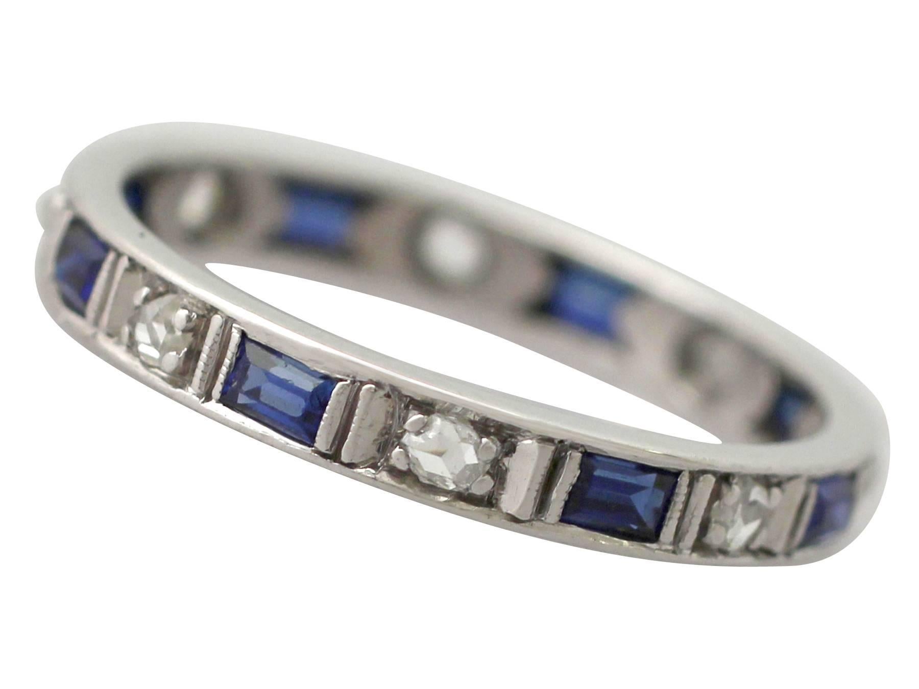 1950s 0.30 Carat Sapphire and 0.27 Carat Diamond, 18 Karat Gold Eternity Ring In Excellent Condition In Jesmond, Newcastle Upon Tyne