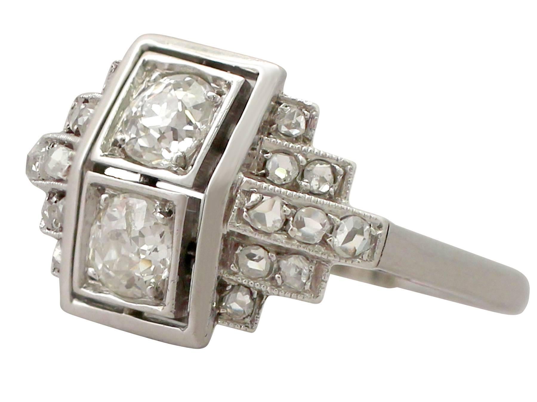Art Deco 1940s Diamond and White Gold Cocktail Ring