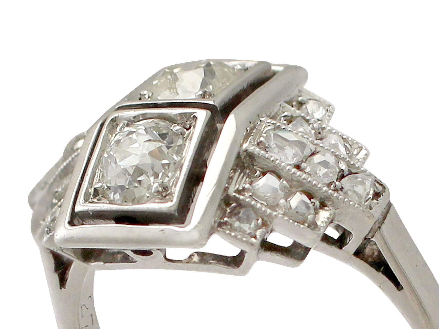 Round Cut 1940s Diamond and White Gold Cocktail Ring