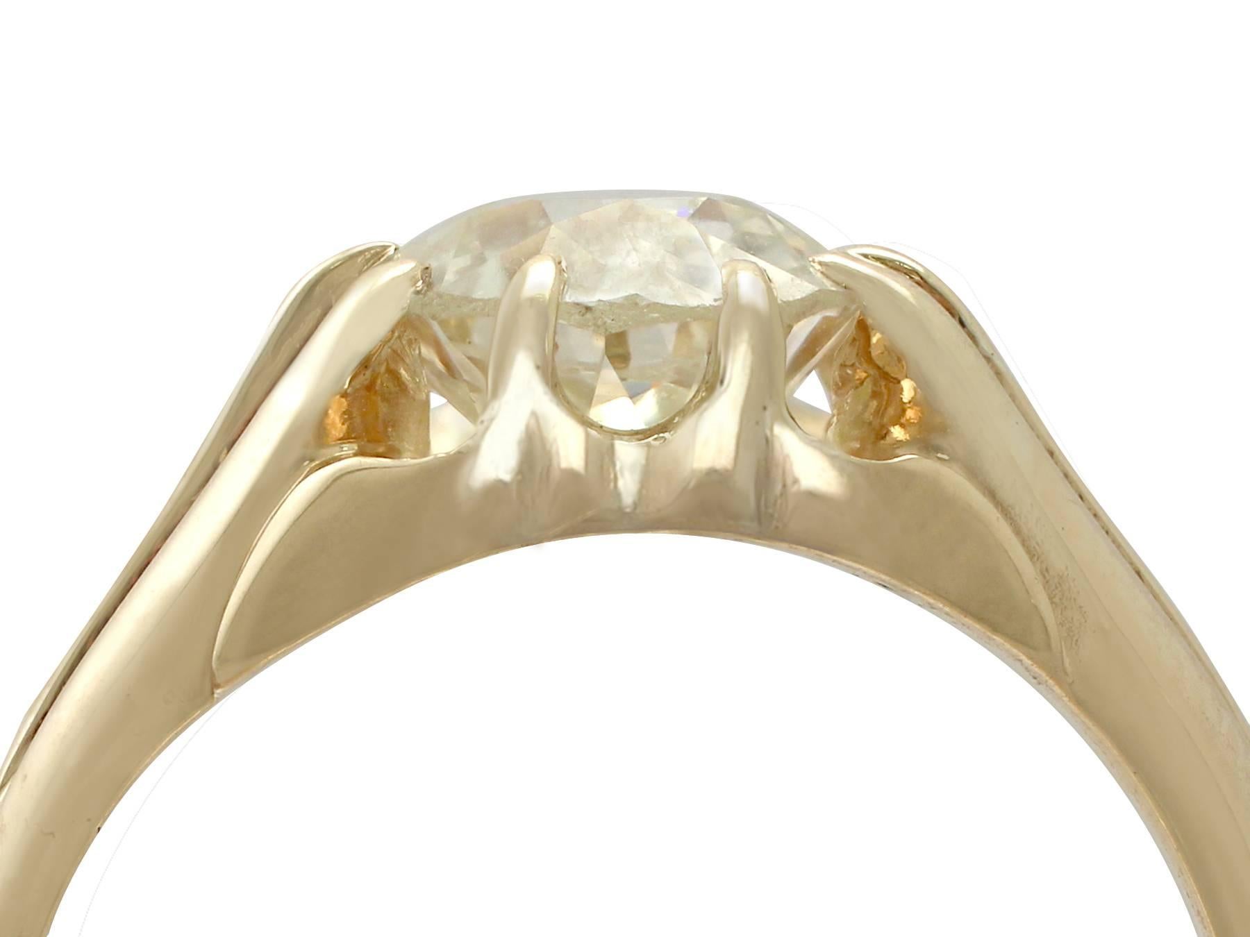 A stunning antique 2.28 carat diamond and 18 carat yellow gold men's solitaire ring; part of our diverse antique jewelry and estate jewelry collections.

This stunning, fine and impressive men's diamond solitaire ring has been crafted in 18 ct