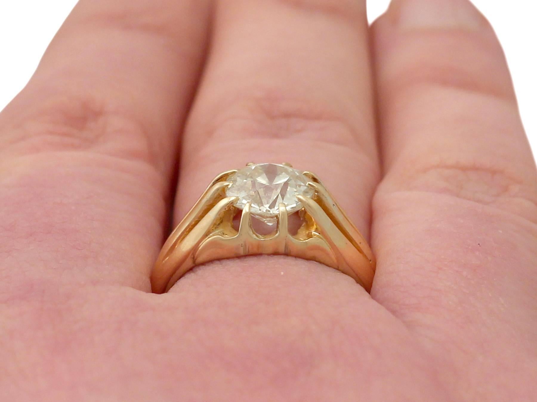 Antique 1910s 2.28 Carat Diamond and 18 k Yellow Gold Solitaire Ring 5