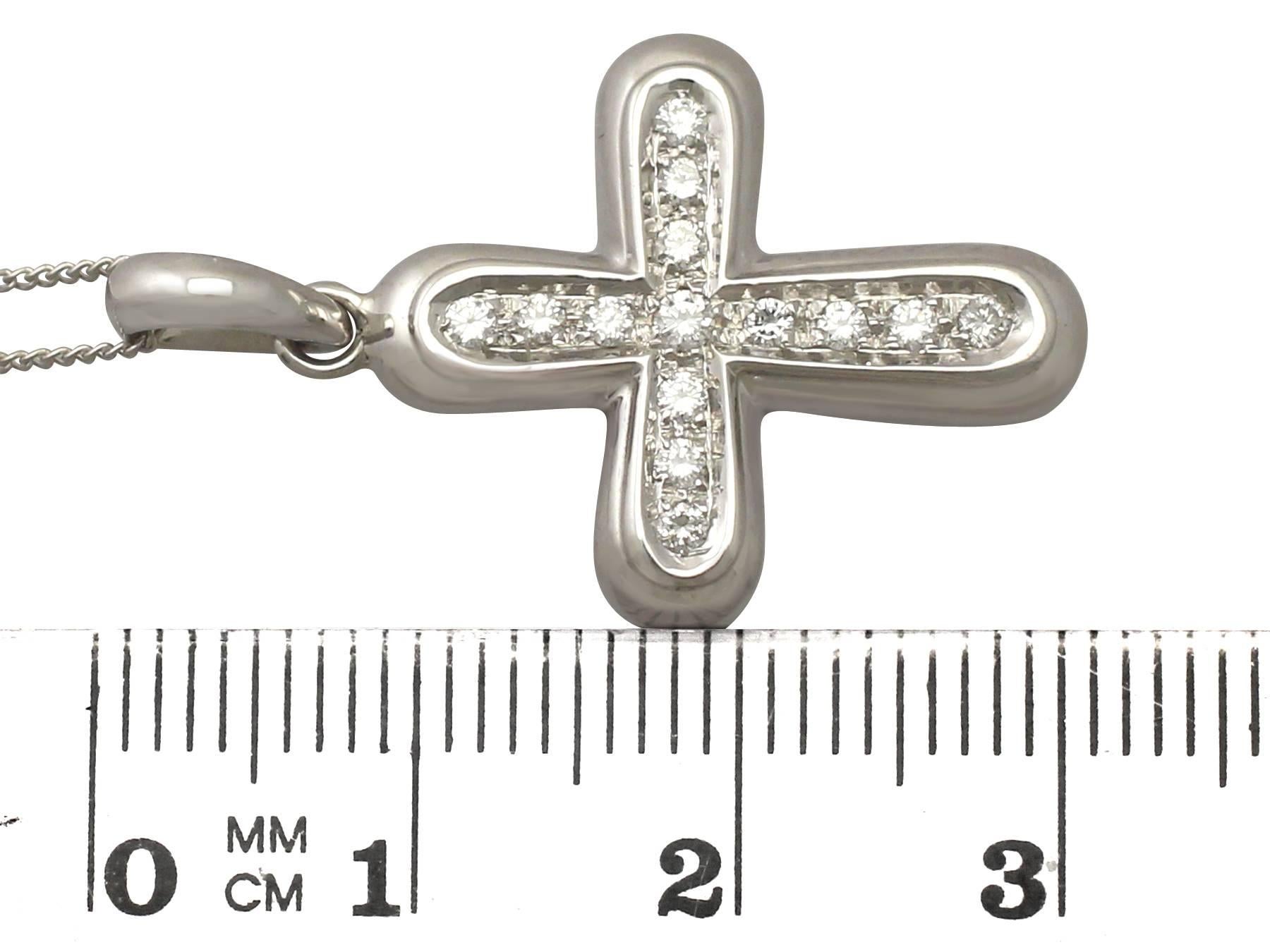 1990s Italian Diamond and White Gold Cross Necklace 1