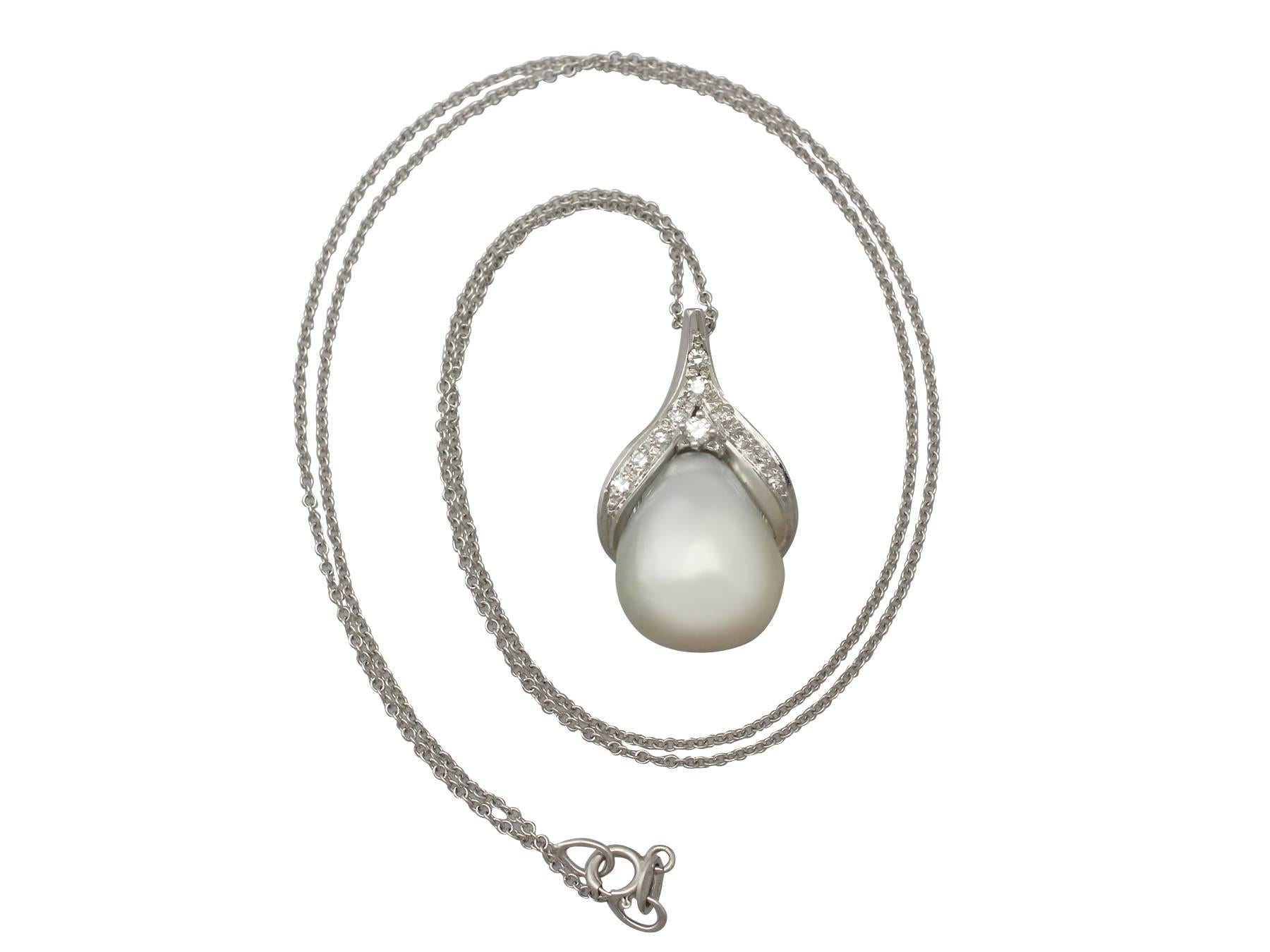 A fine and impressive vintage blister pearl and 0.36 carat diamond, 18 karat white gold pendant; part of our diverse vintage jewelry and estate jewelry collections

This fine and impressive vintage blister pearl pendant has been crafted in 18 k
