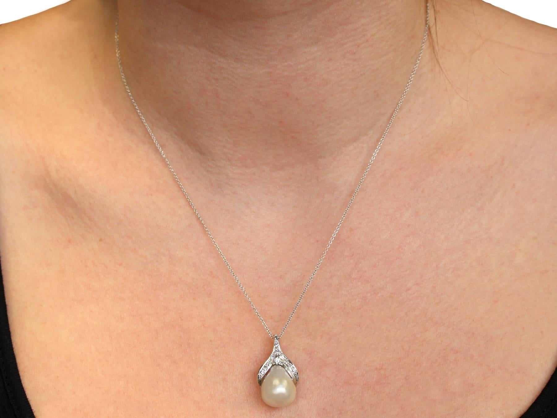 1950s Blister Pearl and Diamond White Gold Pendant 3