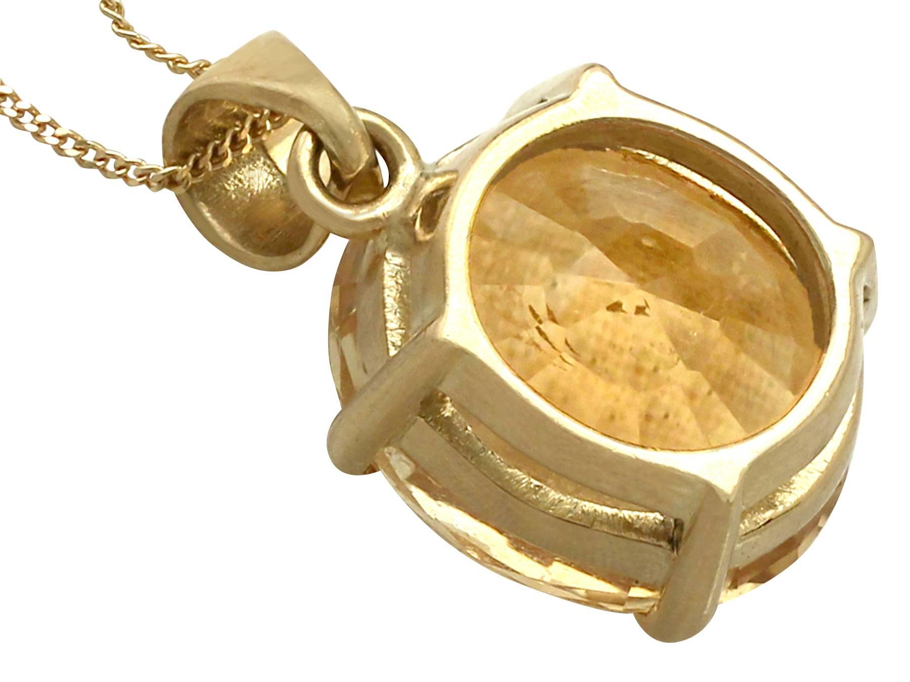 Women's 1980s 9.87 Carat Citrine and Yellow Gold Pendant