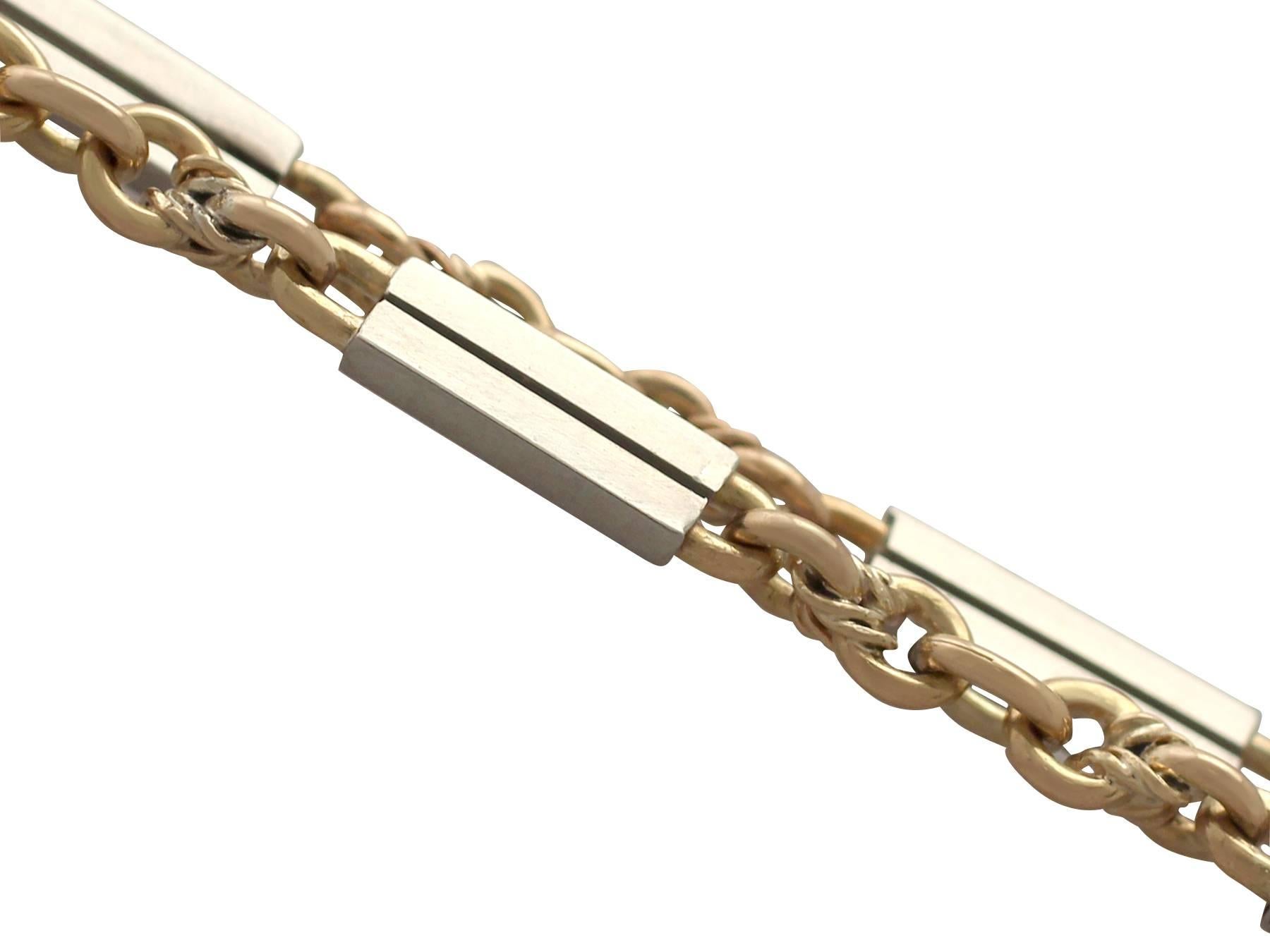 1920s Antique Yellow Gold and Platinum Watch Chain / Bracelet  In Excellent Condition In Jesmond, Newcastle Upon Tyne