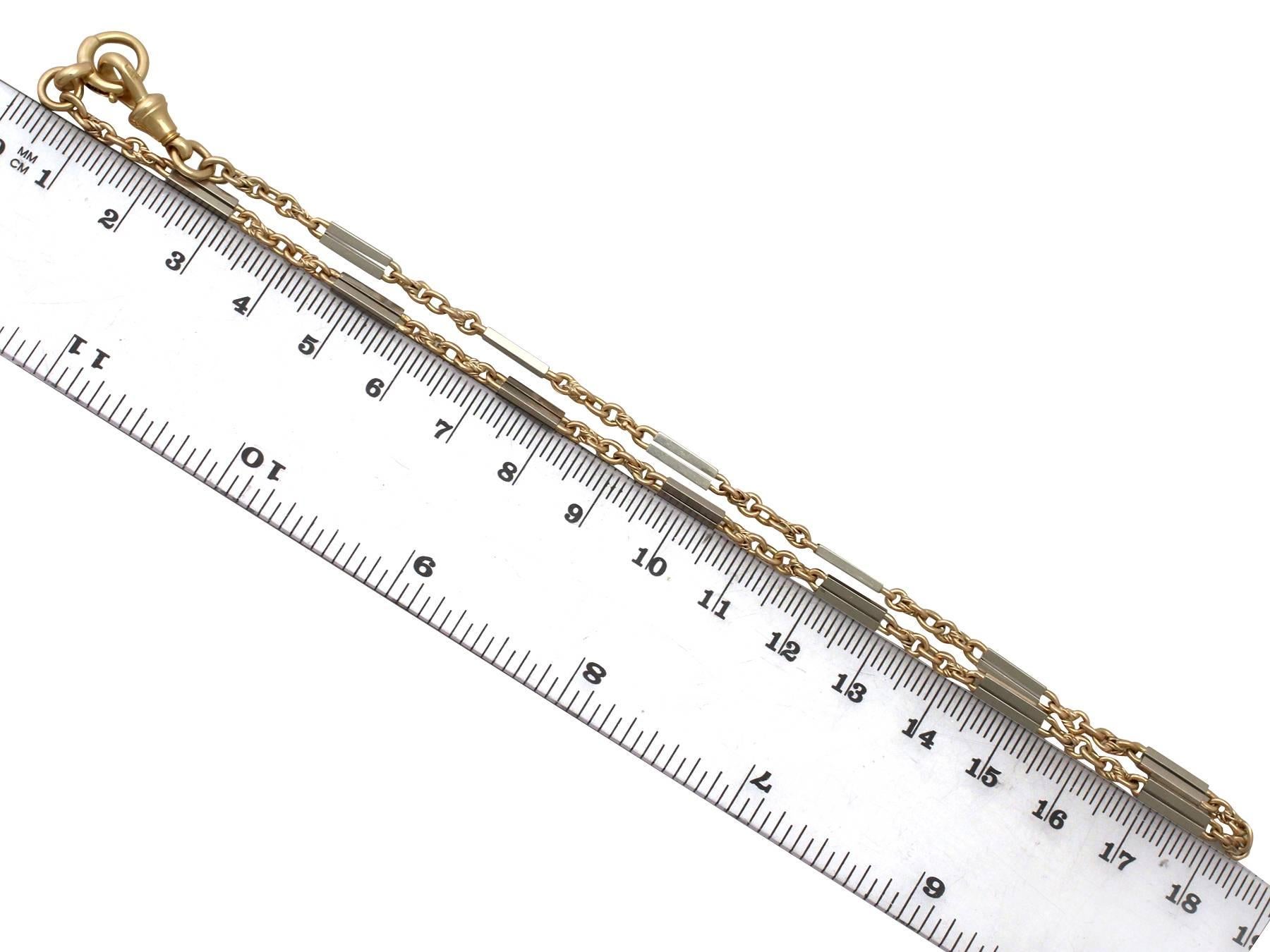 1920s Antique Yellow Gold and Platinum Watch Chain / Bracelet  2