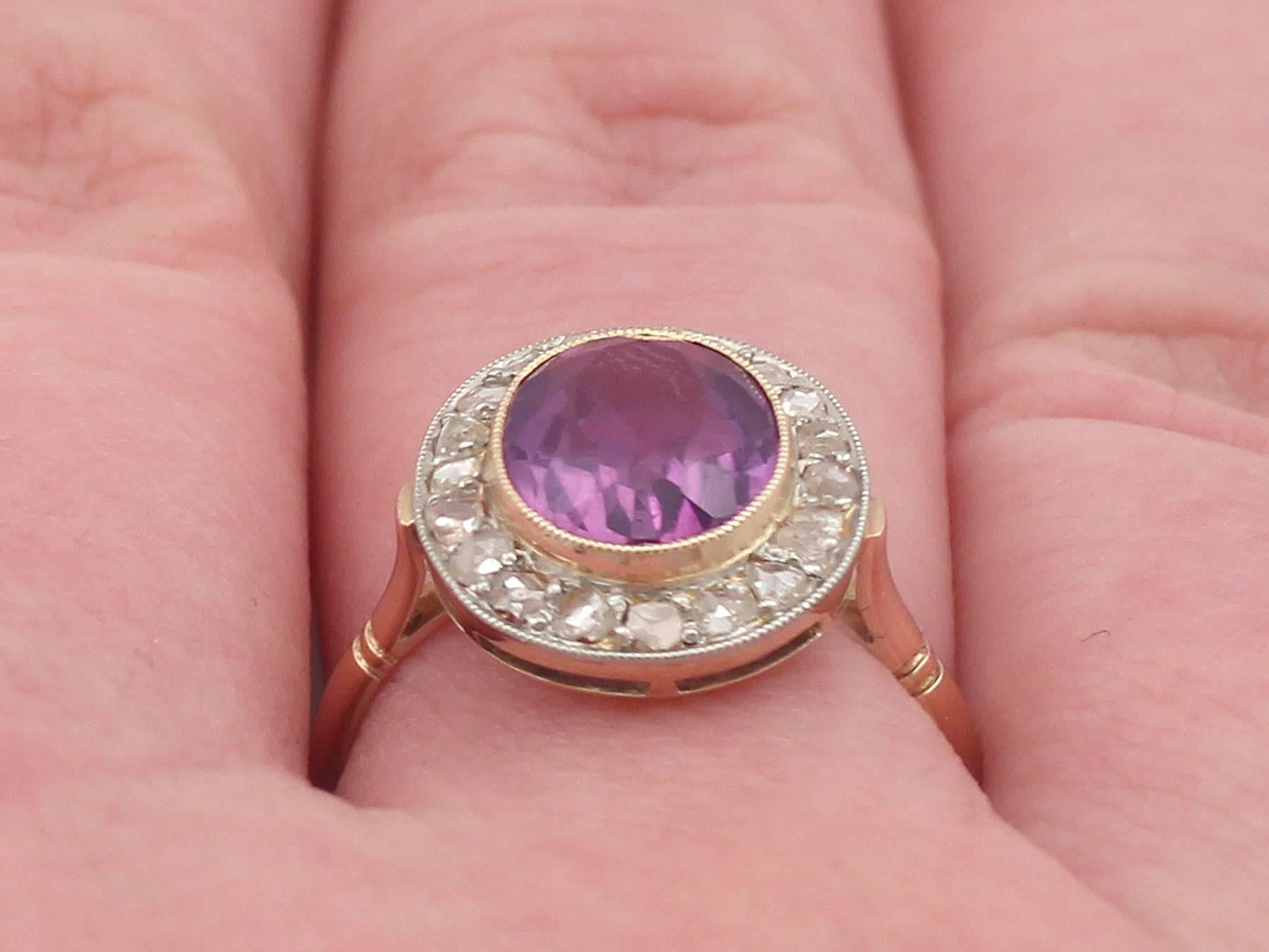 1940s 2.65 Carat Amethyst and Diamond Rose Gold Cocktail Ring 4