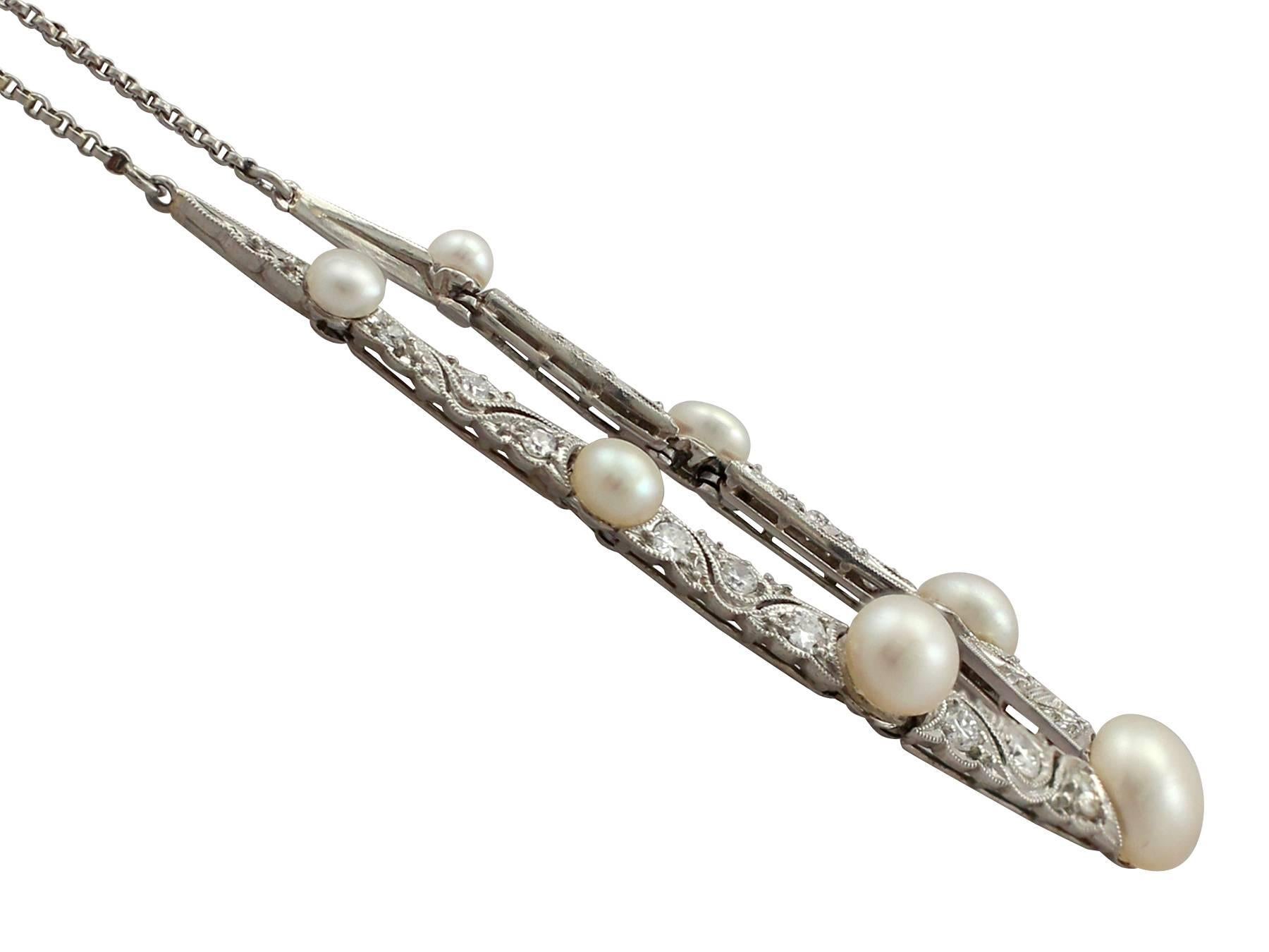 Women's 1920s Antique Diamond Pearl and Platinum Collarette 