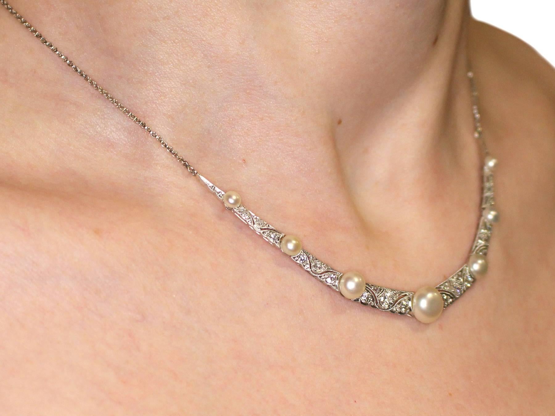 1920s Antique Diamond Pearl and Platinum Collarette 5