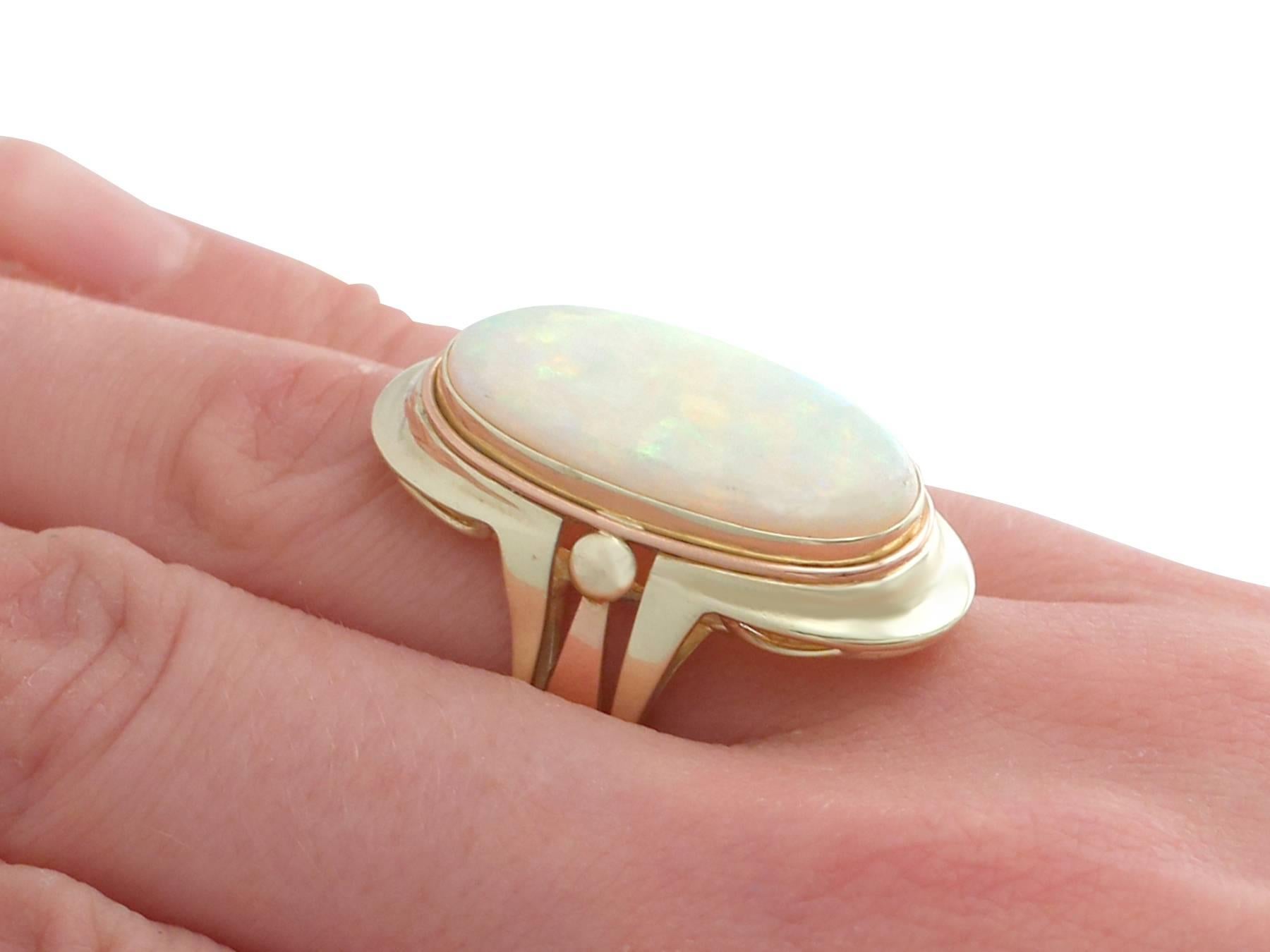 1950s 6.91 Carat Opal Yellow and Rose Gold Cocktail Ring 4