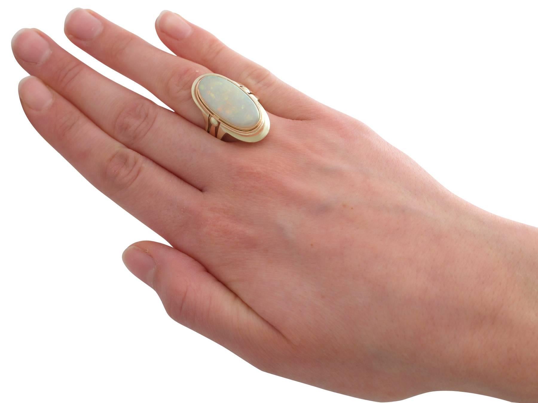 1950s 6.91 Carat Opal Yellow and Rose Gold Cocktail Ring 3