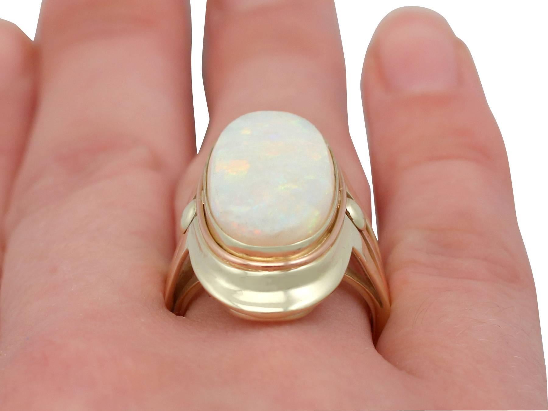 1950s 6.91 Carat Opal Yellow and Rose Gold Cocktail Ring 5