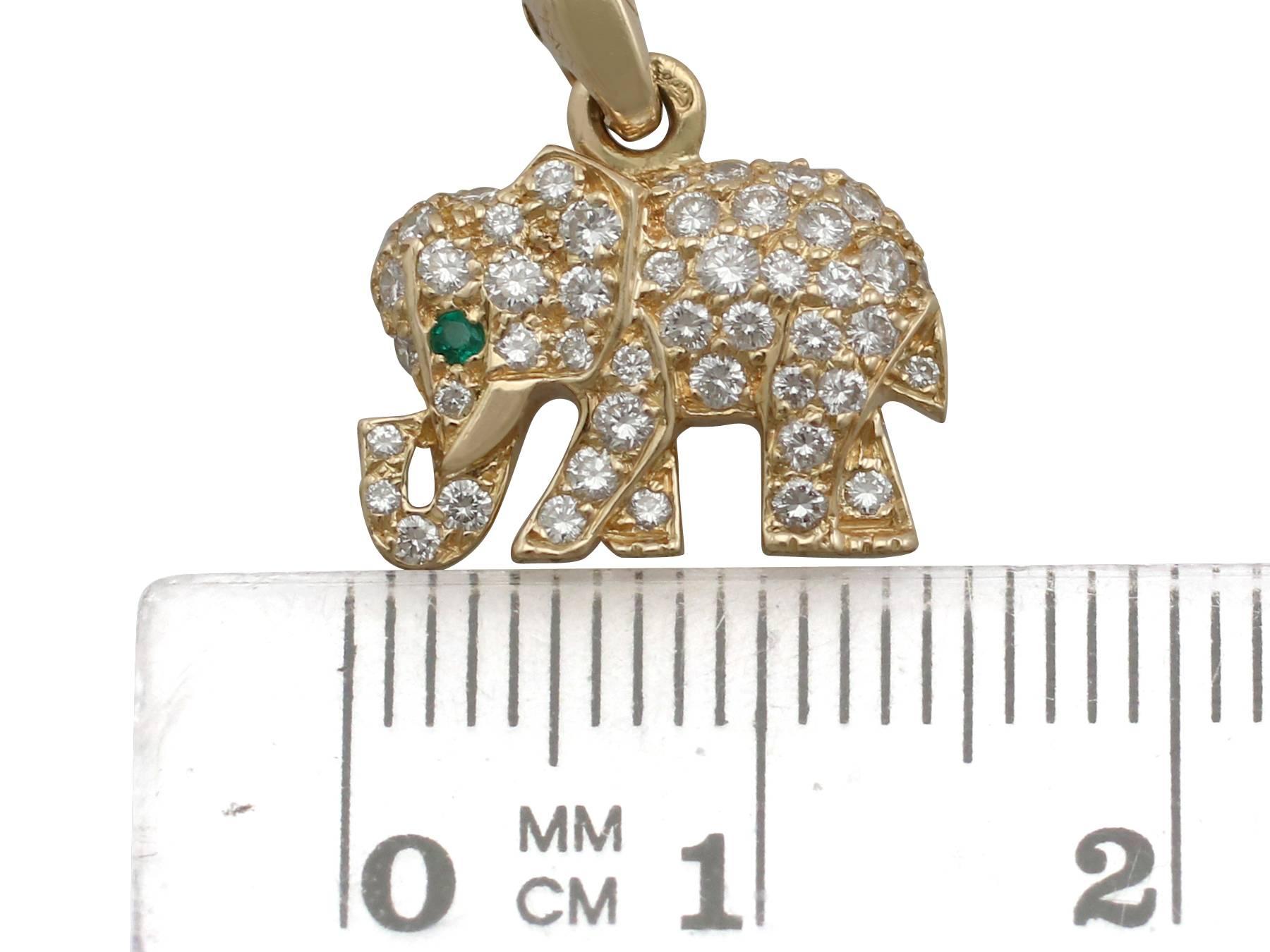 Cartier Diamond and Emerald Yellow Gold Elephant Pendant In Excellent Condition In Jesmond, Newcastle Upon Tyne