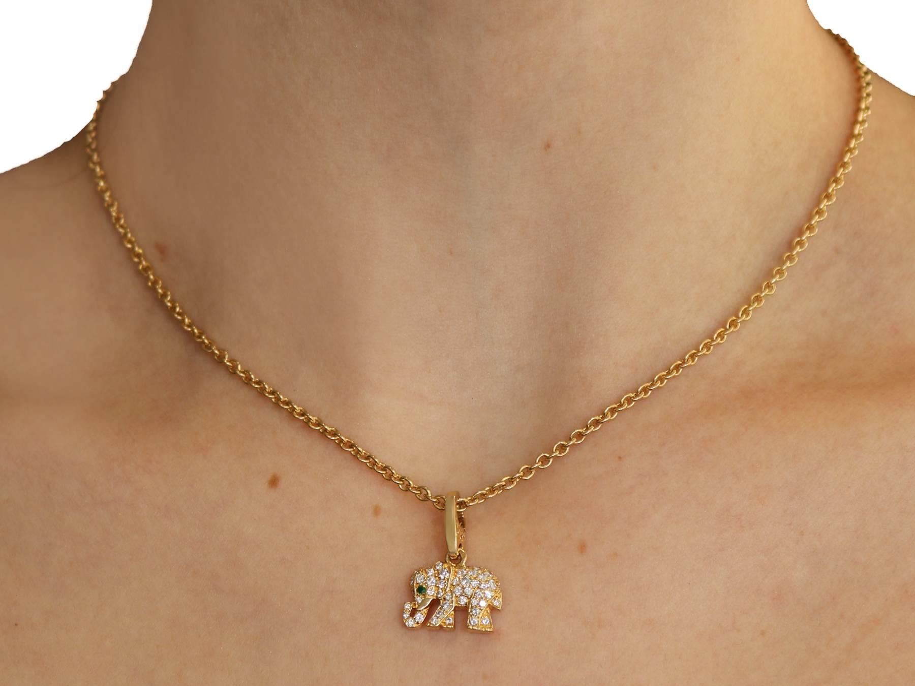 Cartier Diamond and Emerald Yellow Gold Elephant Pendant 1