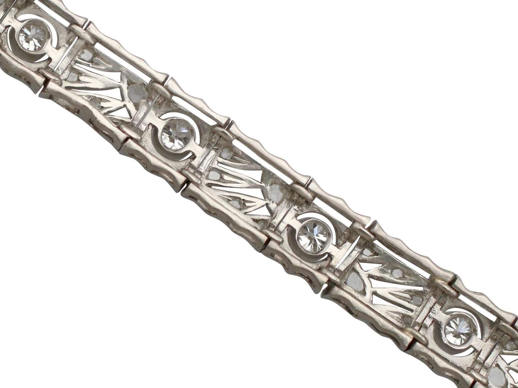 1920s 1.02 Carats Diamonds White Gold Line Bracelet 1
