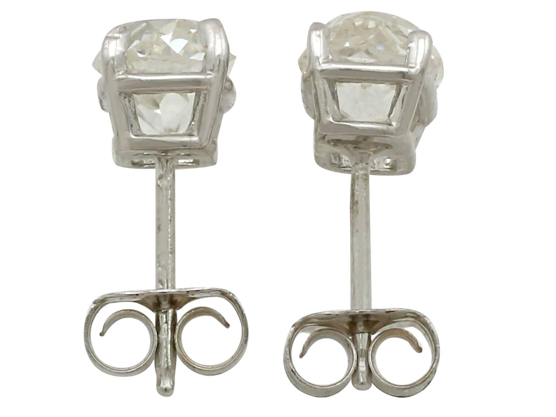 1900s 2.08 Carat Diamond White Gold Stud Earrings 3